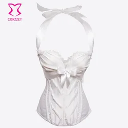Corzzet Sexy Bridal Corset White Satin Corset Bridal Push Up Overbust Bustier Wedding Waist Slimming Plus Size Wholesale Corset