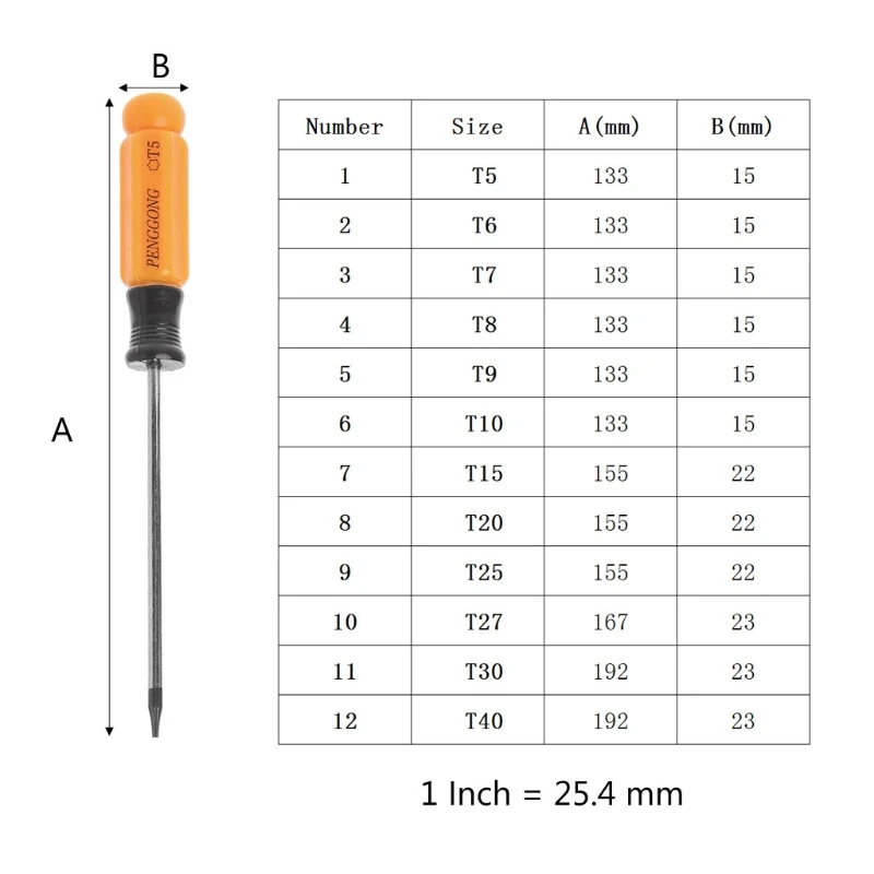 Hexagon Screwdriver Multifunctional Hand Tool Screw Repairing Kit Hex Key Set T5 T6 T7 T8 T9 T10 T15 T20 T25 T27 T30 T40