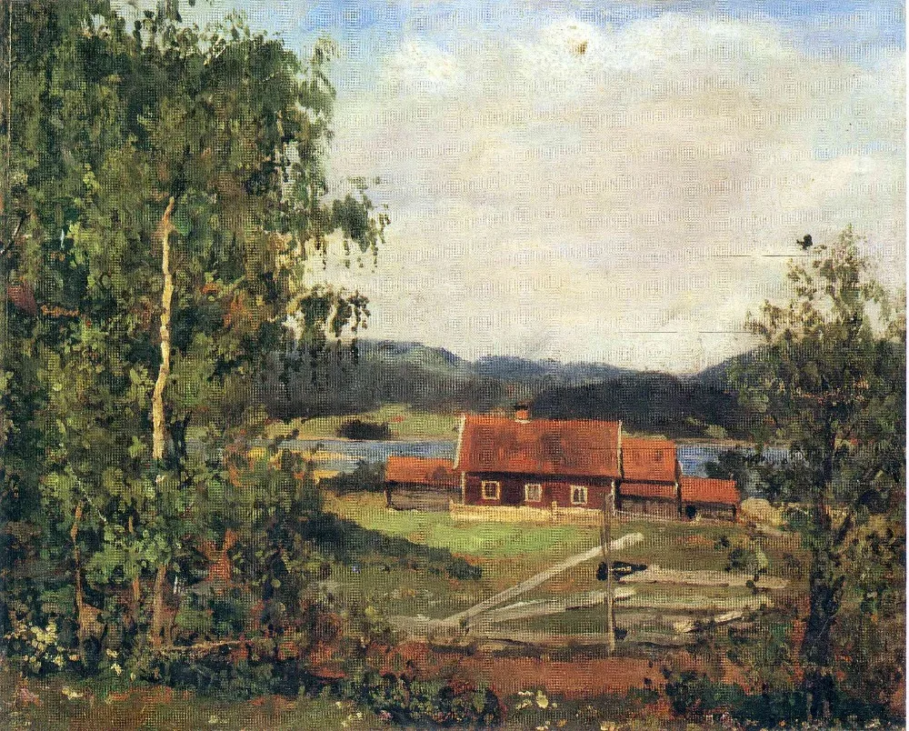 

Oil Painting Reproduction on Linen Canvas,landscape-maridalen-by-oslo-1881 by Edvard Munch,100% handmade,Landscape oil painting