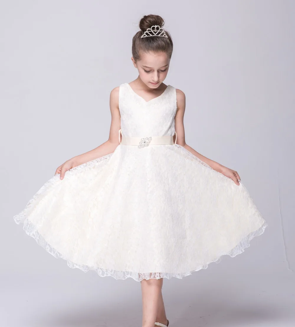 Baby Girl Wedding Dress 2019 Child White Tulle Princess Party Dresses Infant Kids Clothes For Teenager Girl 6 8 10 12 Years Old