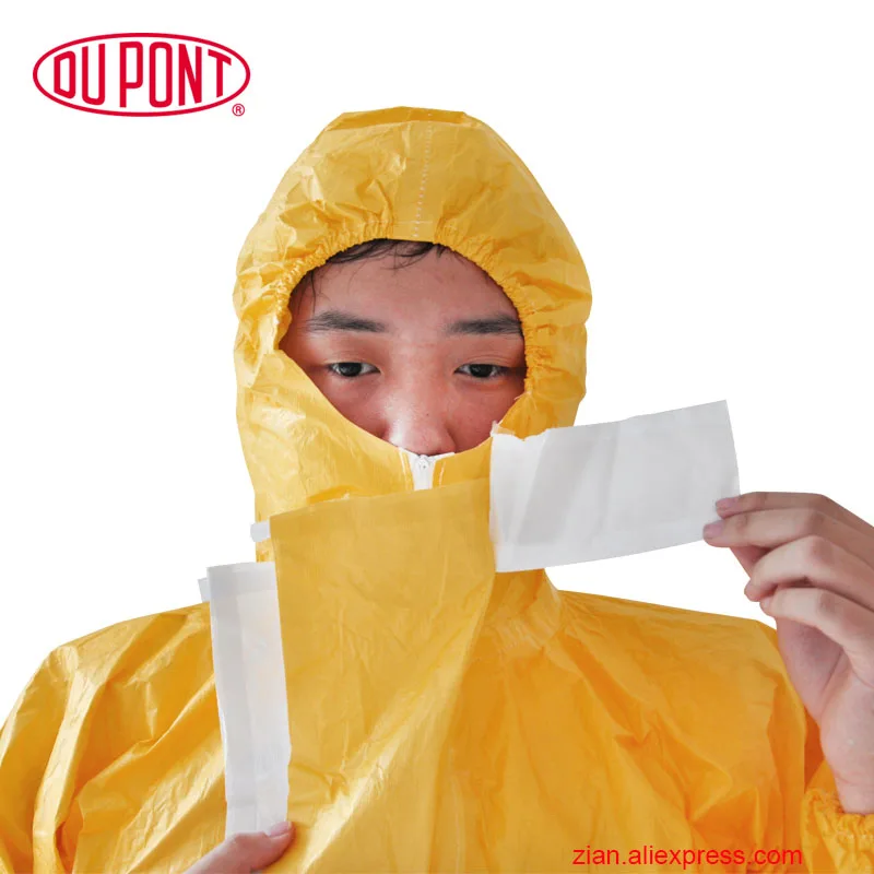 DuPont Type 3 Chemical Protective Clothing High Concentration Inorganic Strong Acid Alkali Biological Agents Barrier Suit