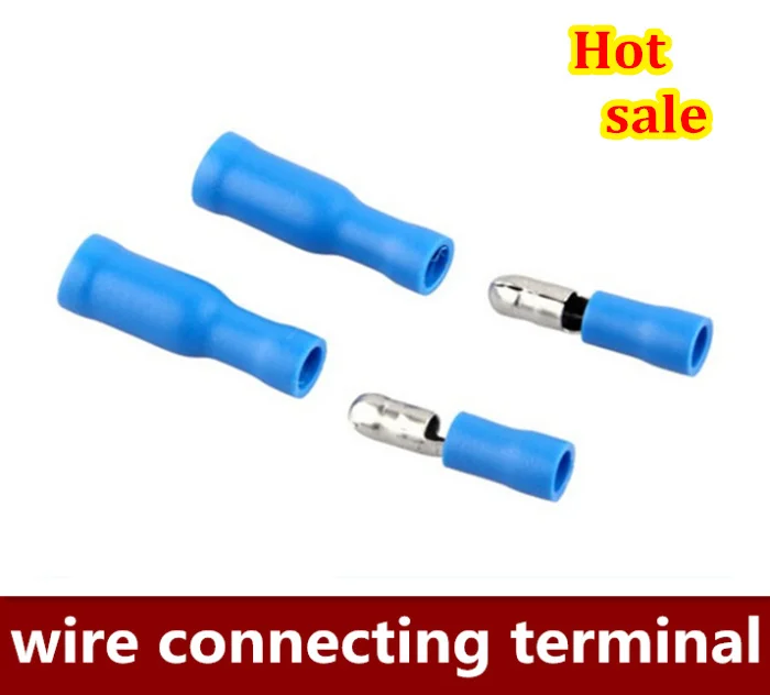 

High Quality 200pcs 100pairs/lot Blue Bullet Connector Insulated Crimp Terminals for Electrical & Wiring Free shipping