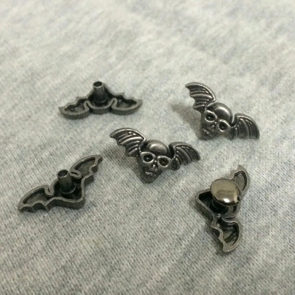 New Coming 50PCS 20X10MM Antique Silver Bat Studs Rivet Punk Bat Spike Shoes Belt Bag Accessories Leather Craft Shipping Free