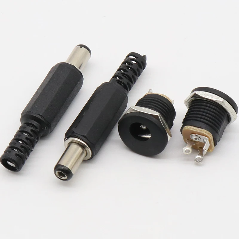5.5X2.1mm DC Power Female Plug Jack + Male Plug Jack Socket Adapter Connector