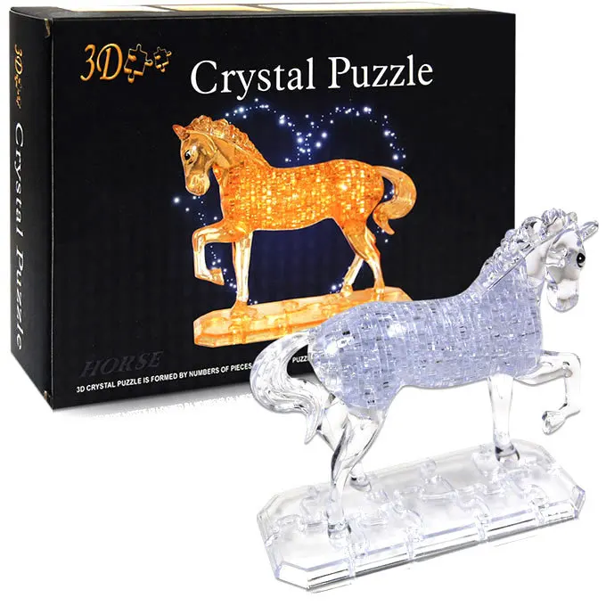 3d stereo plastic assembling puzzle educational toys crystal horse