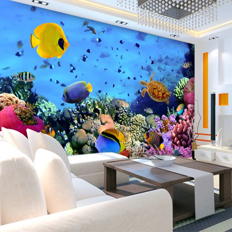 Photo Wallpaper 3D Stereo Underwater World Tropical Fish Wall Mural Living Room Sofa Backdrop Wall Painting Papel De Parede Sala