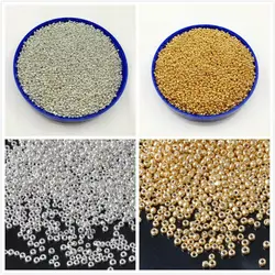 16g 1000pcs 2mm Gold Silver Plate Round Garment Beads Loose Spacer Beads Cezch Glass Seed Beads Handmade Jewelry DIY Making Bead