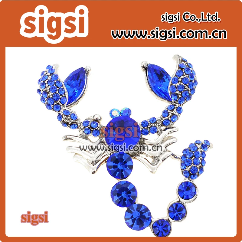 Blue Scorpion crystal rhinestone brooch for decoration