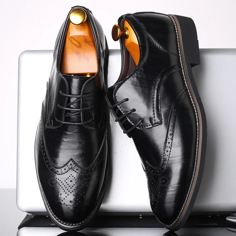 Classic black fashion men shoes luxury brand handmade formal punk shoes mens studded loafers dress wedding shoes