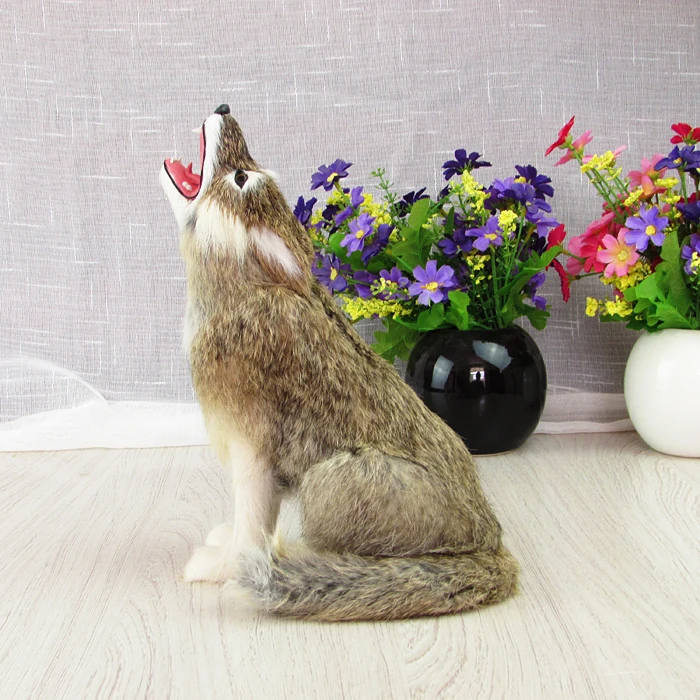 

new simulaiton sitting wolf toy lovely wolf model doll gift about 23.5x11x17cm