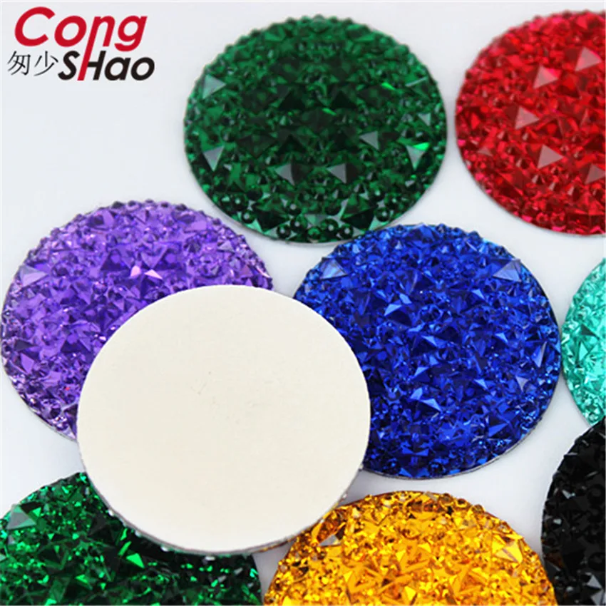 Cong Shao 10pcs 35mm Big Round Shape Resin Rhinestones Applique Stones And Crystal Gems Flatback For Costume Button Crafts ZZ783