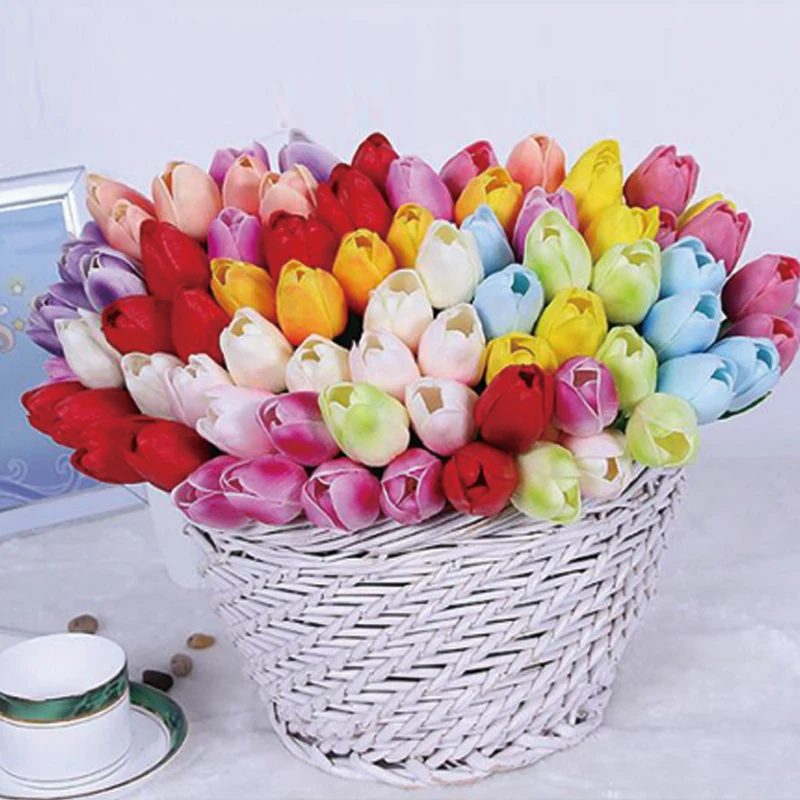 

Wedding Decor Tulip Artificial Flowers Simulation Bride Bouquet pu Calla Real Touch Flores Para for Home Garden decor 36pcs/lot