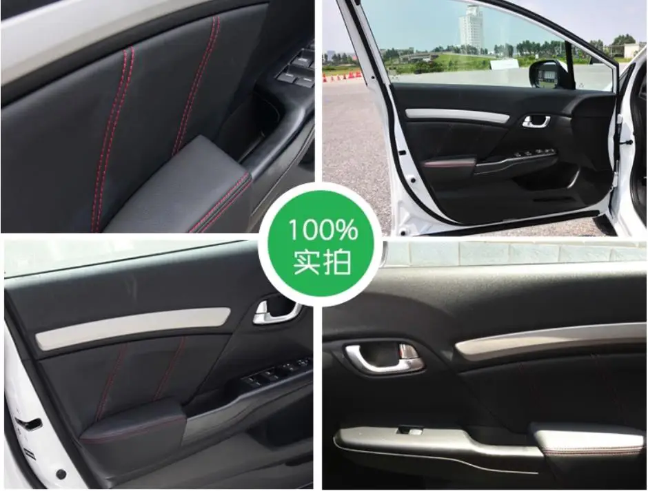 Microfiber Leather Car Door Armrest Panel Protective Cover For Honda Civic  2012 2013 2014 2015 9th Gen with Mount Fittings