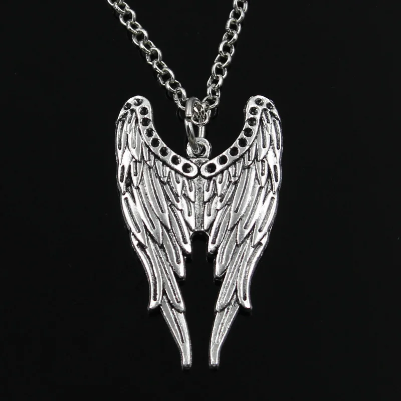 New Fashion Angel Wings Pendants Round Cross Chain Short Long Mens Womens Silver Color  Necklace Jewelry Gift