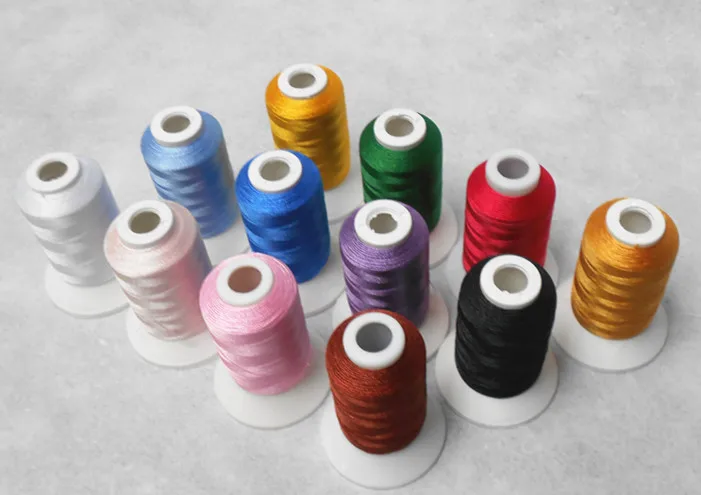 

Free shipping 12 assorted colors polyester machine sewing thread 120D/2(40WT) 500m/mini-king spool for most embroidery machines