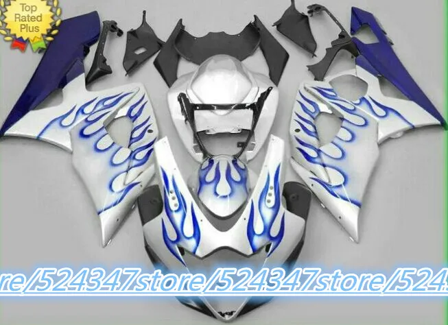 

Injection blue/green flames White GSXR 1000 05-06 GSXR1000 K5 05 06 2005 2006 blue GSX-R1000 GSX R1000 Fairings for Suzuki-Nn