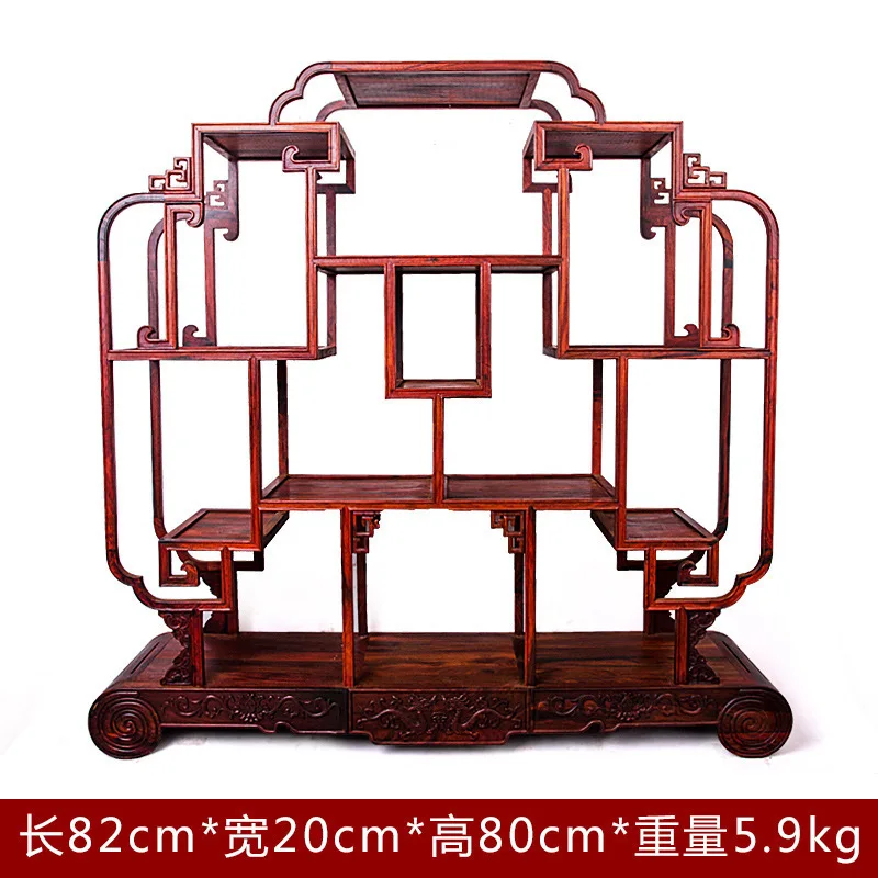 Shengwei Laos red wood crafts hand-carved four corners of medium-Shelf Wood Treasure House Decoration