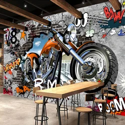 High Quality Custom Wall Murals Wallpaper Motorcycle Street Art Graffiti Mural Wall Decorations Living Room Modern Wall Painting