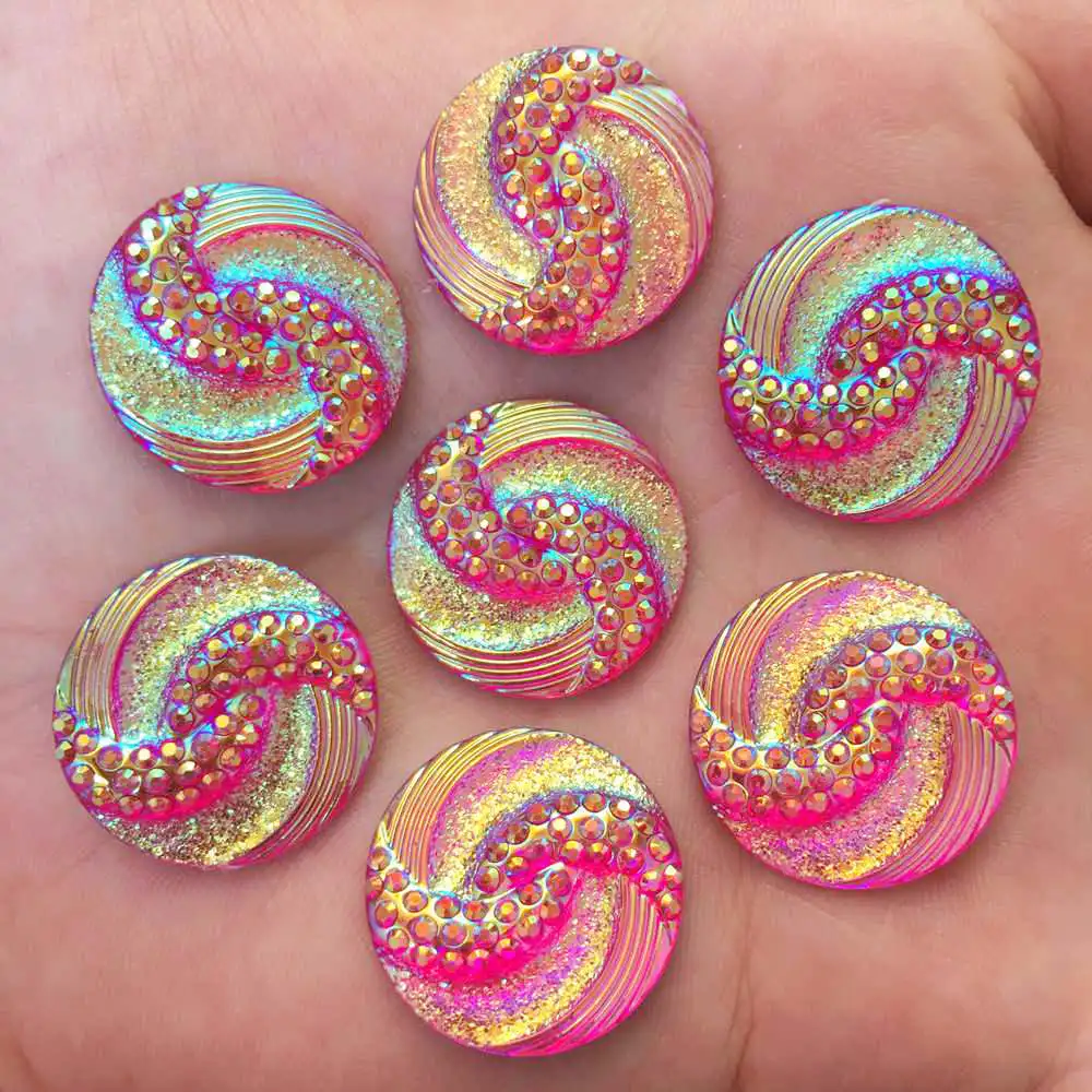 New 20PCS  AB Resin 20mm round Phoenix Tail Flat back rhinestone scrapbook Embellishment  DIY Wedding  appliques  SW08*2