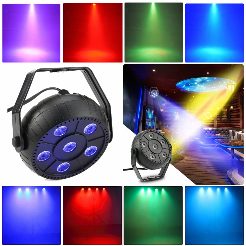 

Mini 15W Dj Laser Disco Ball Stage Light 6 LEDs RGB Wash Effect Portable Stage Par Light Auto Sound Activation Indoor Disco Lamp
