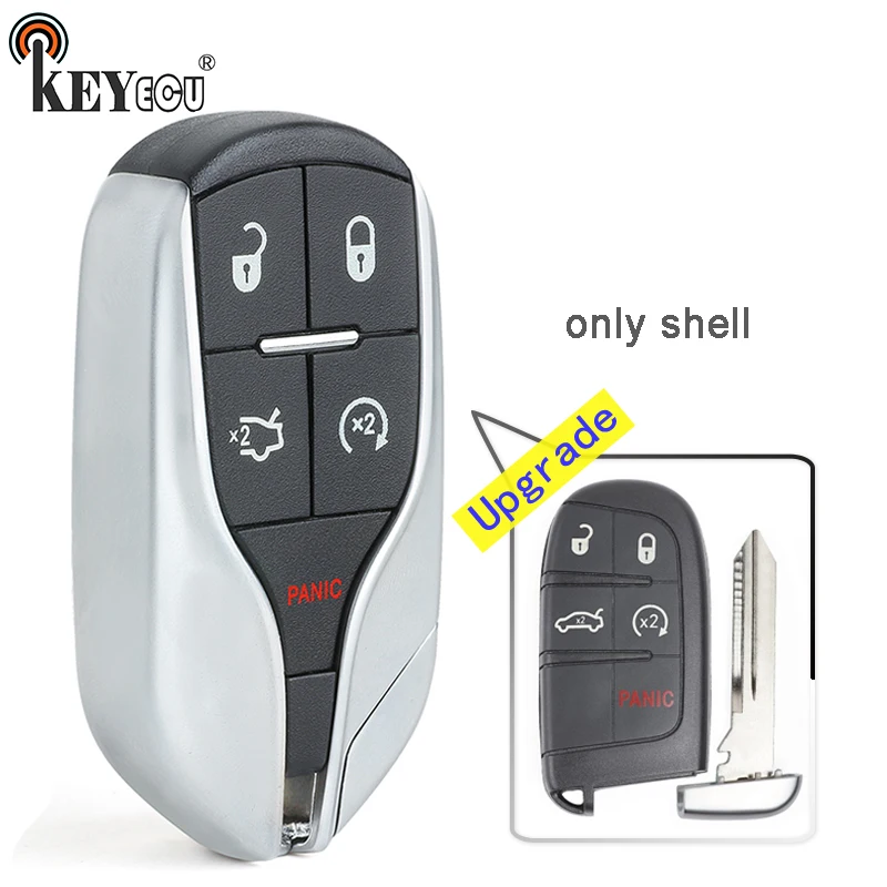 

KEYECU for Chrysler 300, for Dodge Challenger Charger Dart Durango Upgraded 4+1 5 Button Remote Key Shell Case Fob