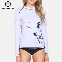 Attraco Costume Da Bagno Delle Donne A Manica Lunga Rashguard Costumi Da Bagno Surf Top Costume Da Bagno Corsa E Jogging Camicia Camicie Da Trekking Protezioni UPF50 +