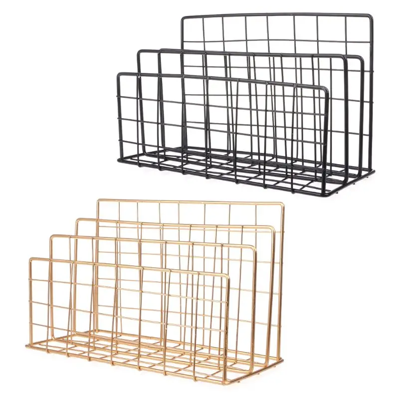 

Grid Wrought Iron Desktop Storage Rack Bookshelf Magazine File Organizer Holder Oct-8C