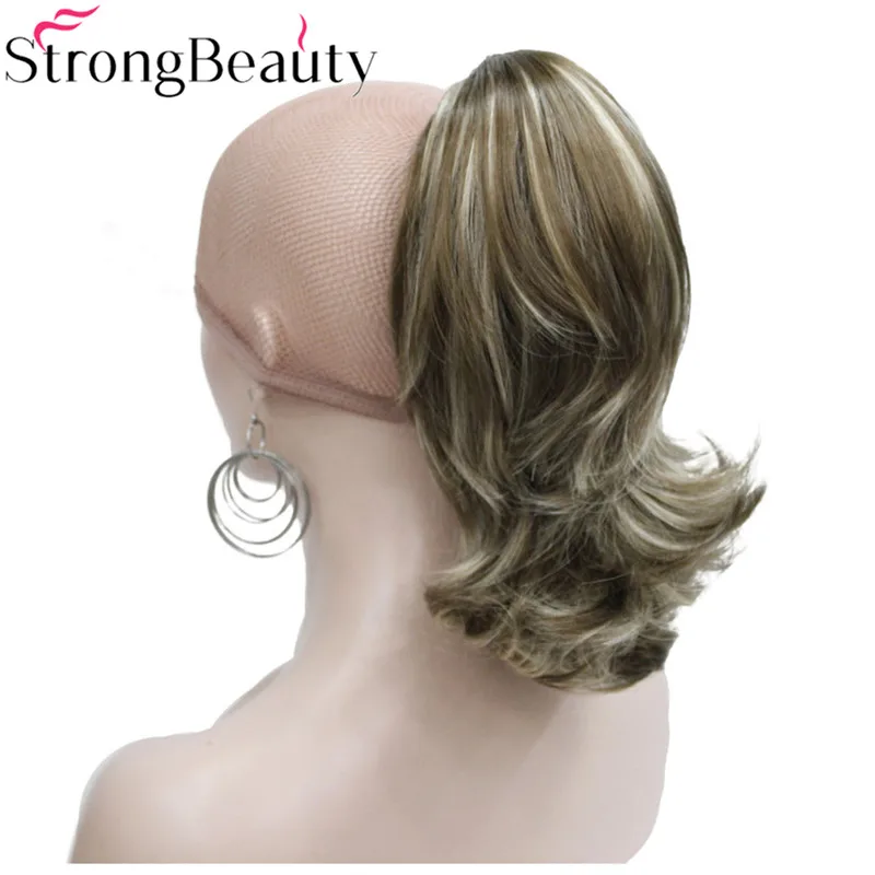 

StrongBeauty Short Curly Synthetic Ponytail Clip In Hair Extensions With Claw Clip 12 Inches