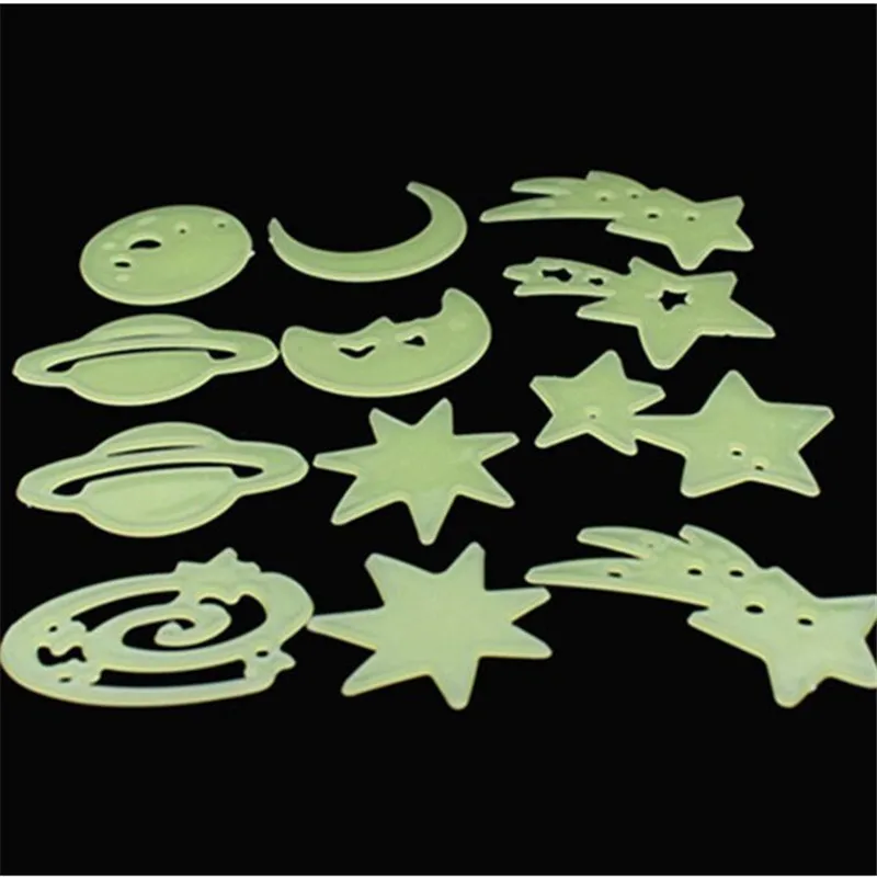 12PCS Cosmic Star Moon Luminous Wall Sticker Self-adhesive Resin Fluorescent Luminescence For Children Room Baby Kid Boy CUTE