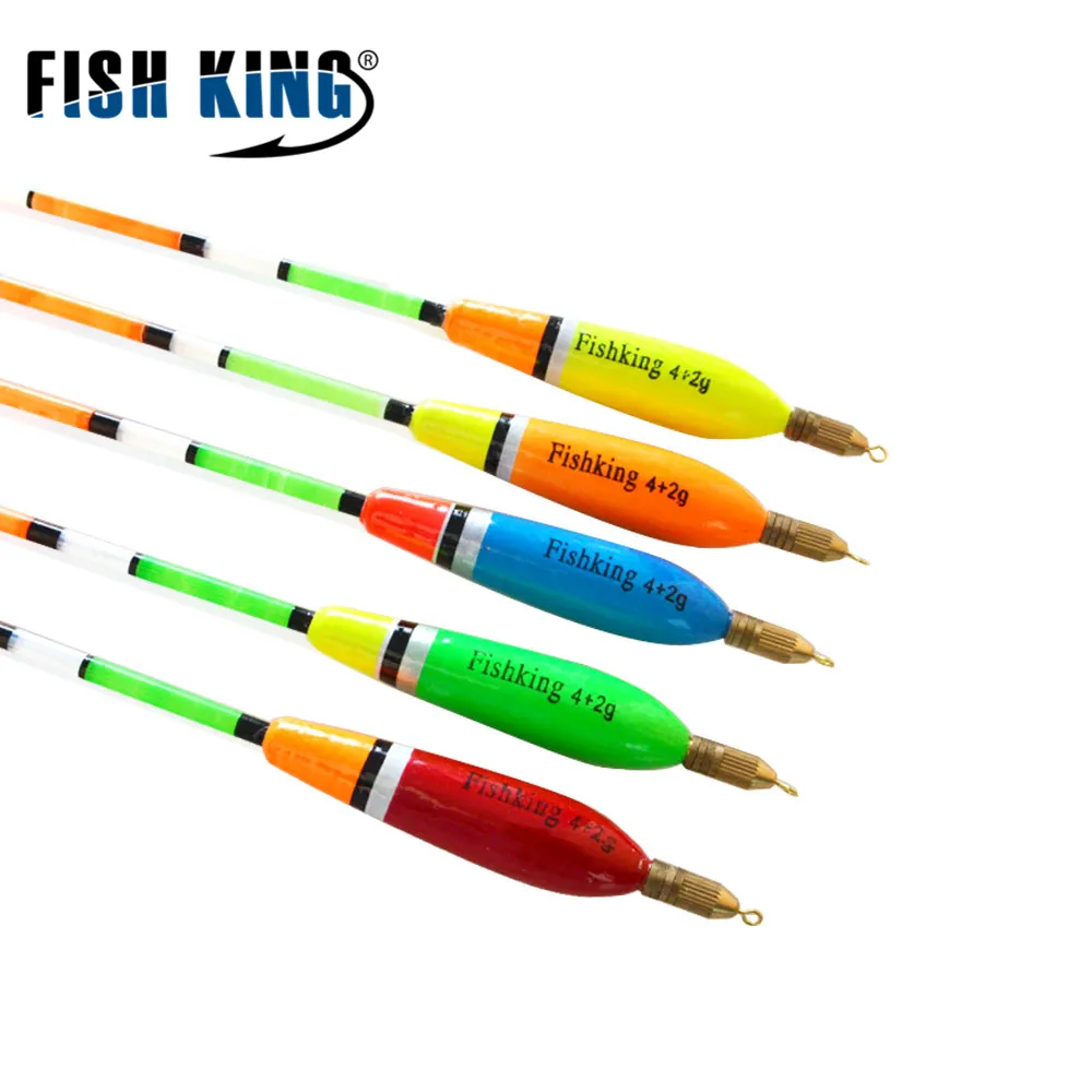 

FISH KING 5 шт./лот 3 + 2 г 4 + 2 г 5 + 2 г 6 + 2 г смешанных цветов Баргузинский пихт поплавок вертикальная Рыба для карпа поплавок Рыболовная Снасть