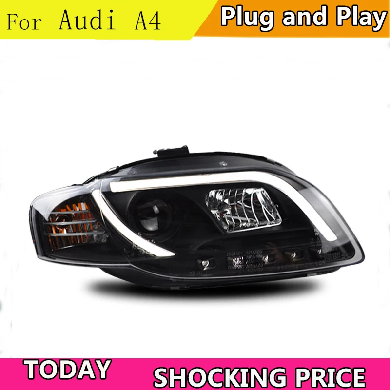 doxa Car Styling for Audi A4 B7 Headlights 2005-2008 A4 B7 Head Light DRL Lens Double Beam H7 HID Xenon Bi Xenon Lens