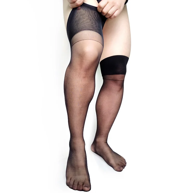 Ulta Thin Sheer Softy Mens Socks Tight High Transparent High Stretch Sexy Gay Stocking Fetish Collection Socks Black Hose