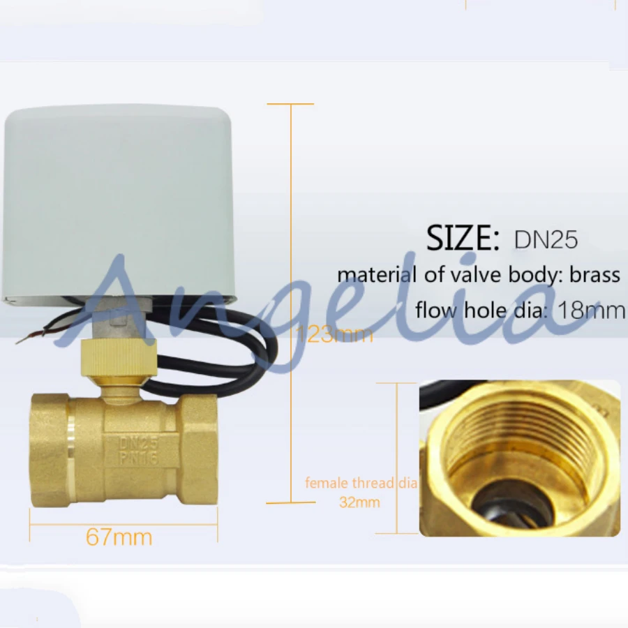 

AC220V DN25 G1 "BSP Латунь 2-ходовой трехпроводной двухпроводной шаровой клапан с электроприводом Электрический приводной клапан