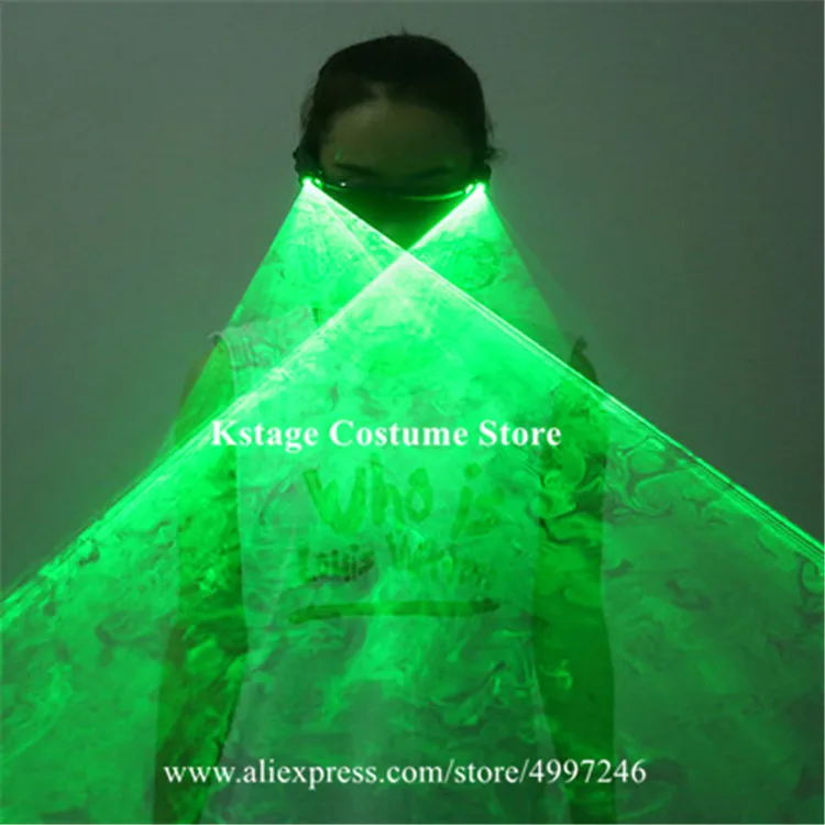 RE64 Ballroom dance led light costumes dj green glasses green laser light beams glass party singer wears outfits lighted up prop