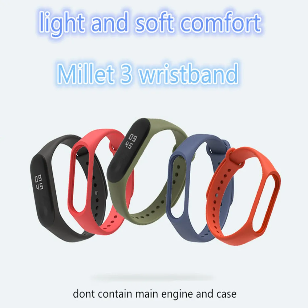 Mi Band 4 3สายซิลิโคนสำหรับ Xiaomi Mi Band 3สีดำสีแดงสายรัดข้อมือสมาร์ทสายคล้องข้อมือและสำหรับ Mi Band3