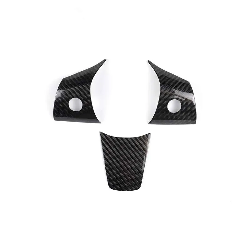 

3pcs Dry Carbon Fiber Steering Wheel Decoration Cover Trim fit For Tesla Model 3 2017-2019