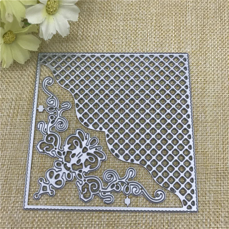 Grid Background Square Frame Metal Cutting Dies Stencils for DIY Scrapbooking DIY Paper Cards Photo Album Decorative Embossing