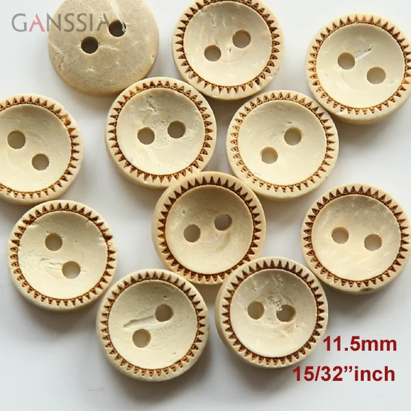 50pcs/lot Size:11.5mm Natural round sawtooth designs coconut buttons,11.5mm, accessories sewing button (ss-138)