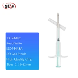 1pc 2.12*12mm Ntag216 NFC Microchip with Syringe, Animal Cat Dog Microchip RFID injector Microchip Transponder identification