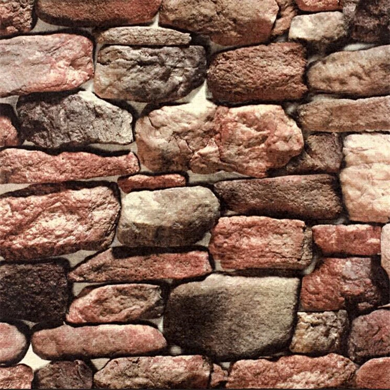 Imagem -02 - Stone Wallpaper Simulação Retro Faux Rock Restaurante Cultura Fundo Papel de Parede Beibehang3d