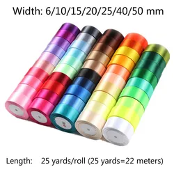 25Yard/lot Silk Satin Ribbon Wedding Decorative Gift Wrap Accessories DIY Handmade Materials 6mm 10mm 15mm 20mm 25mm 40mm 50mm