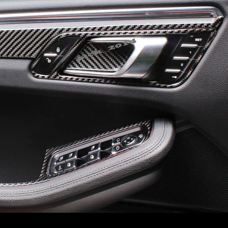 Real Carbon Fiber Inner Door Handle Frame Trim Interior for Porsche Macan 2015 2016 2017 2018