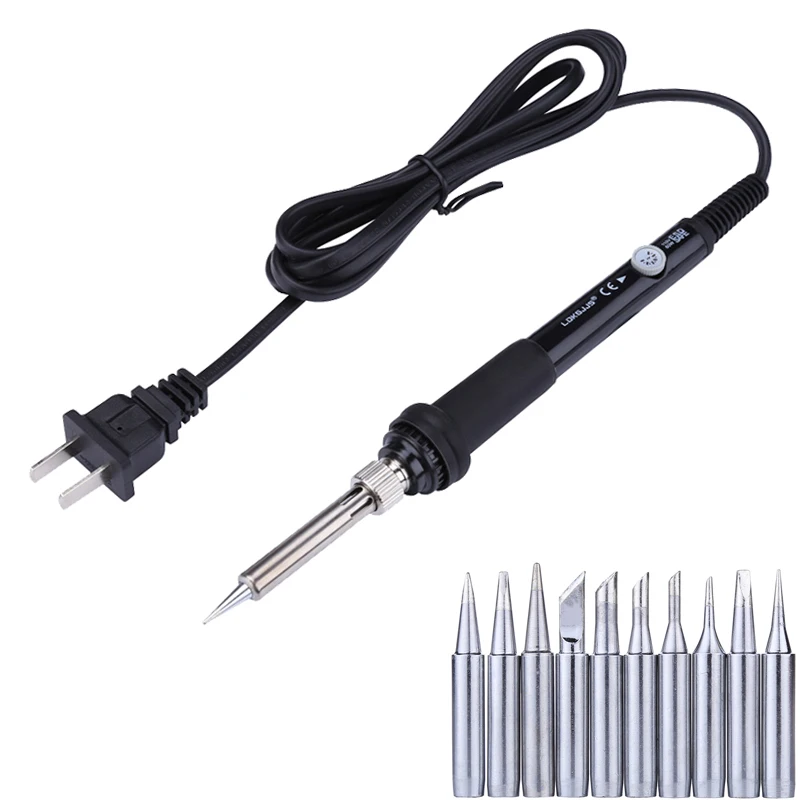 110V/220V Electric Soldering Iron 60W Soldeerbout Adjustable Temperature Welding Soldering Tools + 10pcs Solder Tips