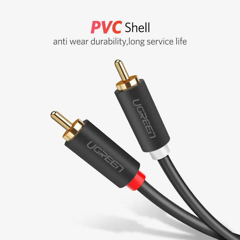 UGREEN 2RCA إلى 2 RCA الذكور إلى الذكور كابل الصوت الذهب مطلي كابل الصوت من النوع RCA 2m 3m 5m ل المسرح المنزلي DVD التلفزيون مكبر للصوت CD Soundbox #6