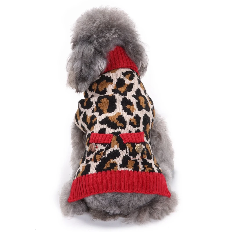 Leopard Large Winter Warm Pet Cat Chihuahua Coat Dog Clothes Golden Retrever Yorkshire Pet Sweater Jumper Costume For Animals