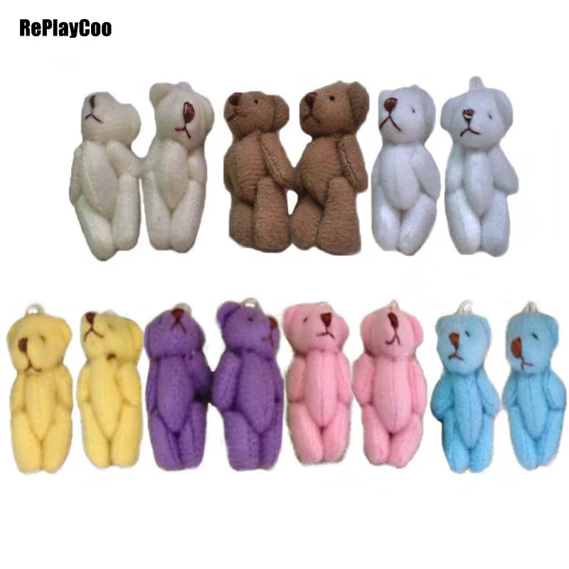 200Pcs/Lot Mini Teddy Bear Stuffed Plush Toys 3cm Small Bear Stuffed Toys pelucia Pendant Kids Birthday Gift Party Decor 074