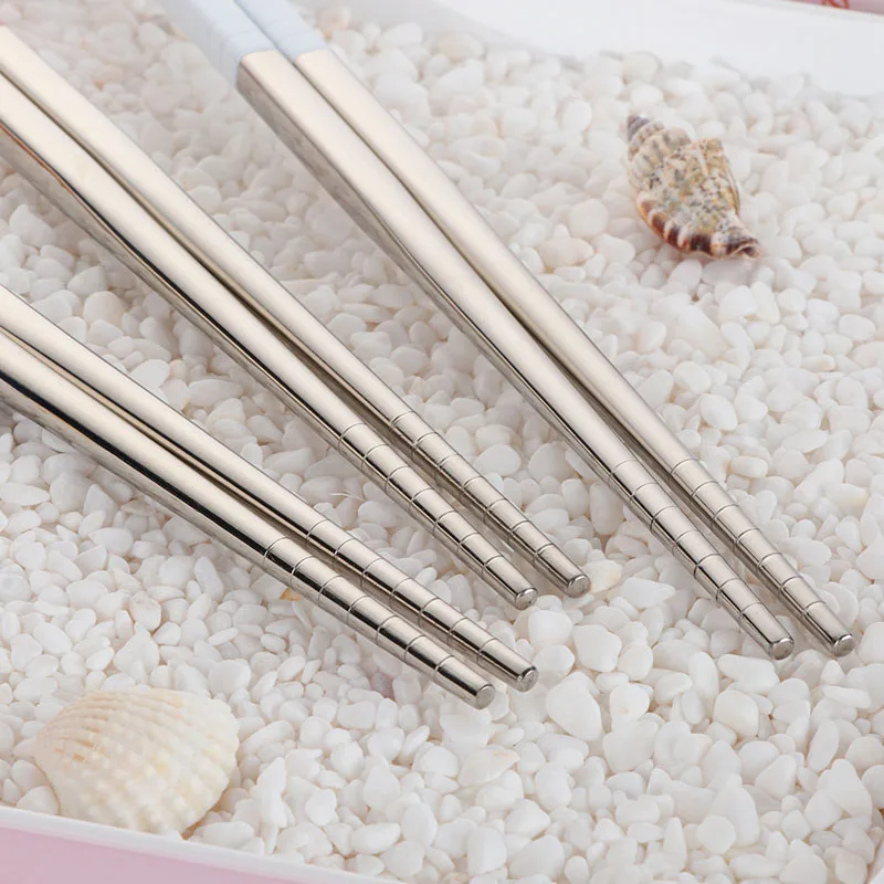 1 pair Chinese Chopsticks Colorful Coating Hollow stainless steel Chop sticks Reusable Food Sticks for Rice Sushi Kit Dinnerware