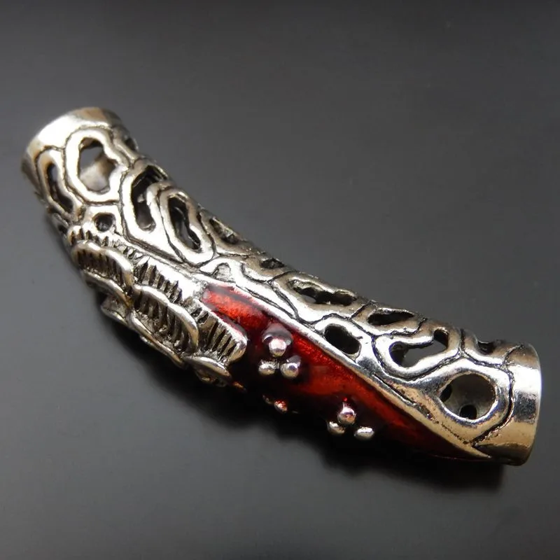 (3 PiecesTop) Zinc Alloy Gun Black Red  Hollow Pipe Tube Shape Charms Jewelry Accessory(39784)