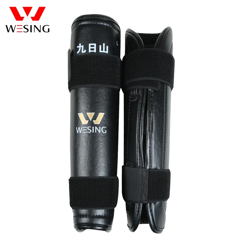 Wesing Shin Guards Leg Protective Gear Knee Pad Holder Straps Muay Thai Taekwondo Karate kickboxing Black Knee Support (Pair)