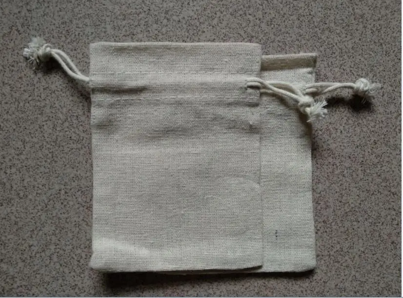 50pcs high quality overlocked linen bags 10x13cm jewelry drawstring bag dust bag for toiletry jewelry storage and packaging